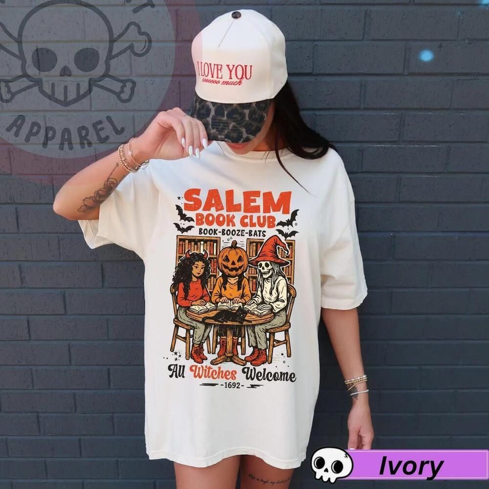 Salem Book Club Tshirt, Witchy Book Club, Spooky Girl Reading, Book